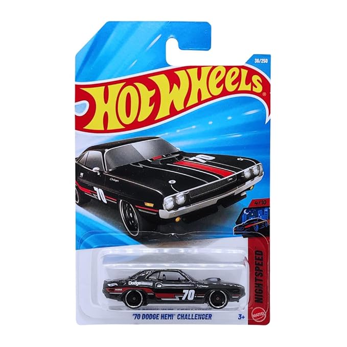 Hot Wheels 70 Dodge Hemi Challenger Nightspeed Ages 3 and Up 36/250 (Black)