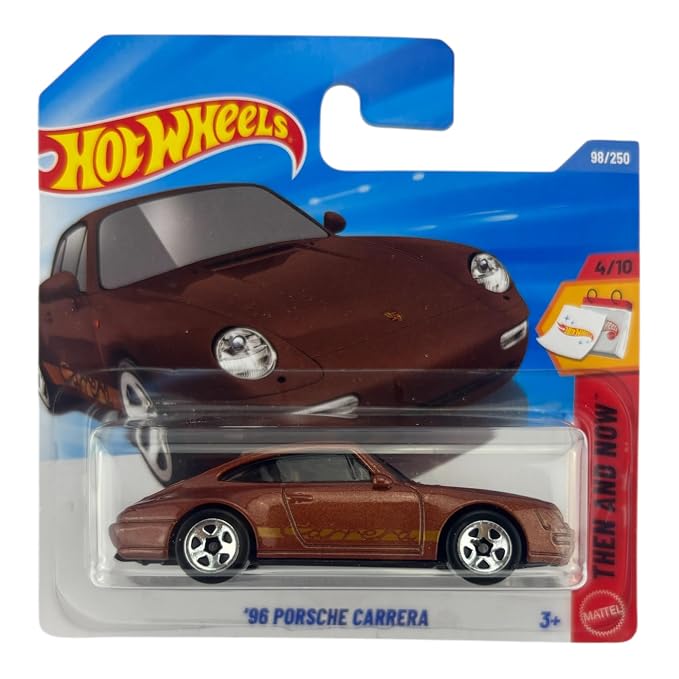 Hot Wheels Imported '96 Porsche Carrera [Brown] Then & Now 4/10, 98/250, 1:64 Scale Diecast Toy Vehicle
